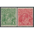 AUSTRALIA - 1924 1d green & 1½d red KGV, no watermark, MH – SG # 83-84