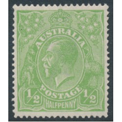 AUSTRALIA - 1915 ½d yellowish green KGV, single watermark, MNH – ACSC # 63G