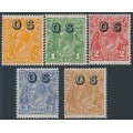 AUSTRALIA - 1932 ½d to 5d KGV, CofA watermark, o/p OS set of 5, MH – SG # O128-O132