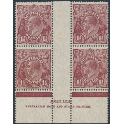 AUSTRALIA - 1930 1½d brown KGV, SM watermark, Ash imprint B/4, MH – ACSC # 93za
