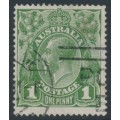 AUSTRALIA - 1924 1d green KGV, single watermark, 'dry ink', used – ACSC # 77Bc