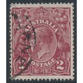 AUSTRALIA - 1927 2d brown KGV, SM wmk, p.14¼:14, 'damaged UL' [16R5], used – ACSC # 98A(16)o