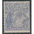 AUSTRALIA - 1924 3d blue KGV, single watermark, ‘dry ink', MH – ACSC # 104Ac