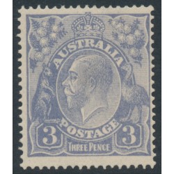 AUSTRALIA - 1924 3d blue KGV, single watermark, ‘dry ink', MH – ACSC # 104Ac