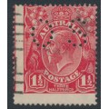 AUSTRALIA - 1924 1½d red KGV, perf. OS, misplaced perfs, used – ACSC # 89FBa