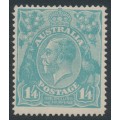 AUSTRALIA - 1920 1/4 turquoise-blue KGV, single watermark, MH – ACSC # 128A