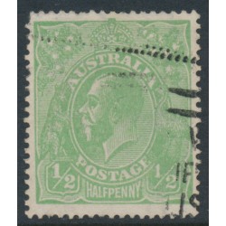 AUSTRALIA - 1918 ½d green KGV, LM watermark, 'thin fraction' [5R43], used – ACSC # 65A(5)s