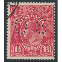 AUSTRALIA - 1924 1½d red KGV, no watermark, perf. OS, used – ACSC # 90Aba