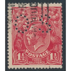 AUSTRALIA - 1924 1½d red KGV, no watermark, perf. OS, used – ACSC # 90Aba