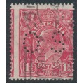 AUSTRALIA - 1926 1½d red KGV, SM watermark, p.14¼:14, misplaced perfs, used – ACSC # 91Abb