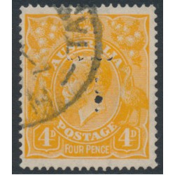 AUSTRALIA - 1915 4d orange [aniline] KGV Head, 'T' perfin, used – ACSC # 110A 