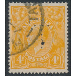 AUSTRALIA - 1915 4d orange [aniline] KGV, 'T' perfin, used – ACSC # 110A 