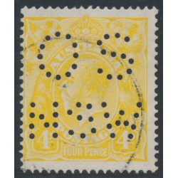 AUSTRALIA - 1916 4d pale lemon-yellow KGV, perf. OS NSW, used – ACSC # 110Cb