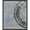 AUSTRALIA - 1922 4d blue KGV, break in upper frame' [2R58], used – ACSC # 112A(2)ve