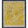AUSTRALIA - 1924 4d olive-yellow KGV, single watermark, used – ACSC # 114C