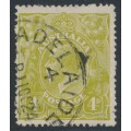 AUSTRALIA - 1924 4d olive KGV, 'break opposite RVT' [3R60], used – ACSC # 114B(3)p