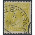 AUSTRALIA - 1924 4d olive KGV, 'broken crown top' [4L18], used – ACSC # 114B(4)d