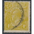 AUSTRALIA - 1924 4d olive KGV, 'Kangaroo's tongue' [4L25], used – ACSC # 114A(4)e