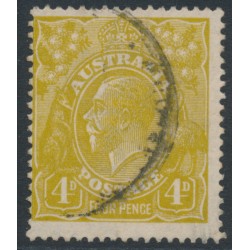 AUSTRALIA - 1924 4d olive KGV, 'Kangaroo's tongue' [4L25], used – ACSC # 114A(4)e