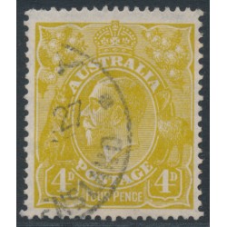 AUSTRALIA - 1924 4d olive KGV, 'flaw on RVT' [4R5], used – ACSC # 114B(4)h