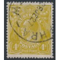 AUSTRALIA - 1924 4d olive KGV, 'distorted SE corner' [4R60], used – ACSC # 114A(4)o