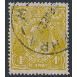 AUSTRALIA - 1924 4d olive KGV, 'distorted SE corner' [4R60], used – ACSC # 114A(4)o