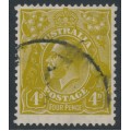 AUSTRALIA - 1933 4d deep olive KGV, CofA watermark, used – ACSC # 117D