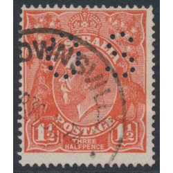 AUSTRALIA - 1924 1½d scarlet-orange KGV, single watermark, perf. OS, used – ACSC # 89Jbb
