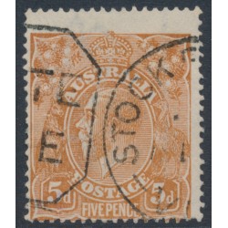 AUSTRALIA - 1917 5d brown KGV, 'spear in neck' [1R54], used – ACSC # 123Avc