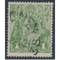 AUSTRALIA - 1924 1d green KGV, single watermark, 'dry ink', used – ACSC # 77Bc