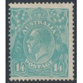 AUSTRALIA - 1932 1/4 greenish blue KGV Head, CofA watermark, MH – ACSC # 131A
