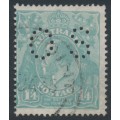 AUSTRALIA - 1927 1/4 blue KGV, SM watermark, perf. 14¼:14, perf. OS, used – ACSC # 129Bb