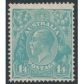 AUSTRALIA - 1928 1/4 turquoise-blue KGV, SM watermark, p.13½:12½, MH – ACSC # 130B