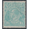 AUSTRALIA - 1928 1/4 greenish blue KGV, SM watermark, p.13½:12½, CTO – ACSC # 130Aw