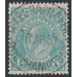 AUSTRALIA - 1928 1/4 greenish blue KGV, SM watermark, p.13½:12½, used – ACSC # 130A
