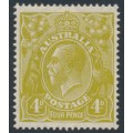 AUSTRALIA - 1927 4d greenish olive KGV, SM watermark, p.14¼:14, MH – ACSC # 115