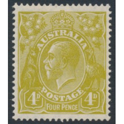 AUSTRALIA - 1927 4d greenish olive KGV, SM watermark, p.14¼:14, MH – ACSC # 115