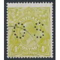 AUSTRALIA - 1927 4d olive KGV, SM watermark, p.14¼:14, perf. OS, CTO – ACSC # 115wd