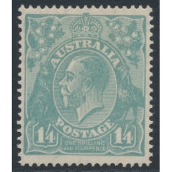 AUSTRALIA - 1927 1/4 greenish blue KGV, SM watermark, perf. 14¼:14, MH – ACSC # 129A