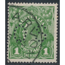 AUSTRALIA - 1926 1d green KGV, SM watermark, p.14¼:14, 'dry ink', used – ACSC # 80Bba+c