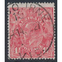 AUSTRALIA - 1926 1½d red KGV, SM watermark, p.14¼:14, 'slurred print', used – ACSC # 91Ac
