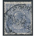 AUSTRALIA - 1926 3d blue KGV, inverted SM watermark, p.14¼:14, perf. OS, used – ACSC # 106Dab