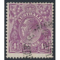 AUSTRALIA - 1928 4½d violet KGV, SM watermark, p.13½:12½, 'dry ink', used – ACSC # 120Bc