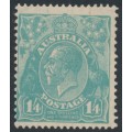 AUSTRALIA - 1928 1/4 turquoise-blue KGV, SM watermark, p.13½:12½, MH – ACSC # 130B