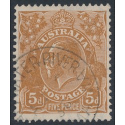 AUSTRALIA - 1932 5d brown KGV, CofA wmk, 'frame missing behind 'Roo' [3R60], used – ACSC # 127B(3)r