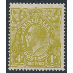 AUSTRALIA - 1927 4d greenish olive KGV, SM watermark, p.14¼:14, MH – ACSC # 115