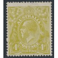 AUSTRALIA - 1924 4d olive KGV, single watermark, coarse paper, MH – ACSC # 114Baa
