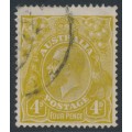 AUSTRALIA - 1924 4d olive KGV, flaw on right 4' [4R23], used – ACSC # 114A(4)j
