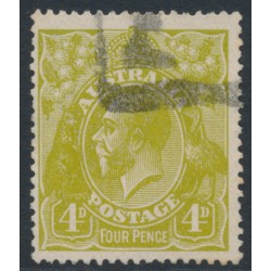 AUSTRALIA - 1924 4d olive KGV, 'flaw in SW corner' [4R46], used – ACSC # 114B