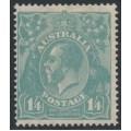 AUSTRALIA - 1927 1/4 blue KGV, 'flaw in right wattles' [1R25], MH – ACSC # 129Al